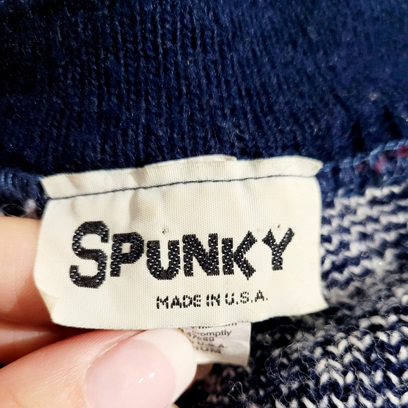 Vintage SPUNKY Nordic Sweater Medium USA Made | Fair Isle Pullover 100% Acrylic - Picture 11 of 11